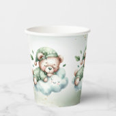Gobelets En Papier Green Boho Sleeping Teddy Bear mignonne Party (Recto)