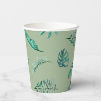 Gobelets En Papier Green Botanical Baby Shower Cups