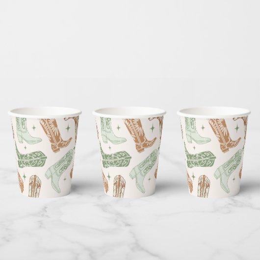 Gobelets En Papier Green Cowboy Boot Paper Cups (Multi)