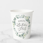 Gobelets En Papier Green Eucalyptus Feuille fête d'anniversaire (Verso)