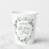 Gobelets En Papier Green Eucalyptus Feuille fête d'anniversaire (Recto)