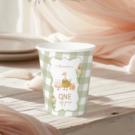Gobelets En Papier Green Gingham Silly Goose 1st Birthday