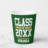 Gobelets En Papier Green|Gold Graduated Class Year Paper Cups (Recto)