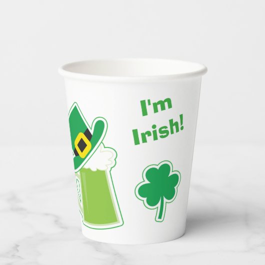 Gobelets En Papier Green Irish Beer Me St Patrick's Day (Verso)