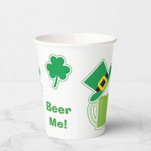 Gobelets En Papier Green Irish Beer Me St Patrick's Day (Gauche)