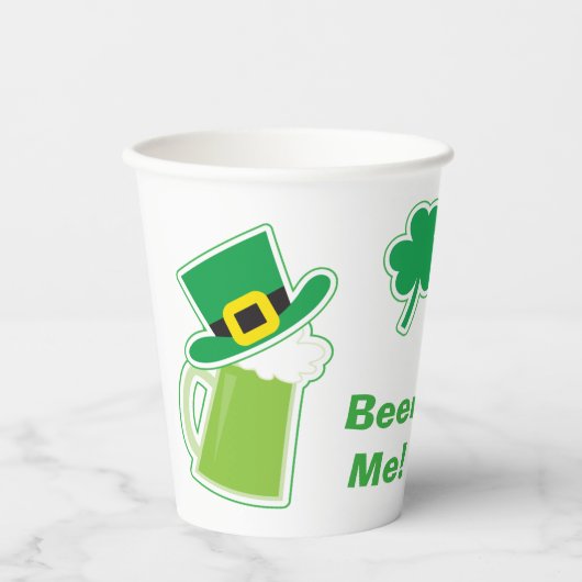 Gobelets En Papier Green Irish Beer Me St Patrick's Day (Recto)