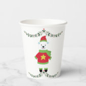Gobelets En Papier Green Leaf on White Minimal Holiday Paper Cup (Verso)