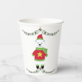 Gobelets En Papier Green Leaf on White Minimal Holiday Paper Cup (Recto)