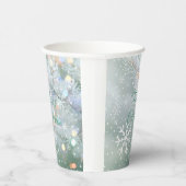 Gobelets En Papier Green Merry Christmas Snowflakes (Droite)