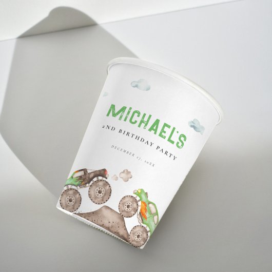 Gobelets En Papier Green Monster Trucks Jam Anniversaire