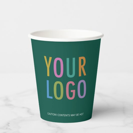 Gobelets En Papier Green Paper Cups Custom Company Logo Branded 8 oz (Recto)