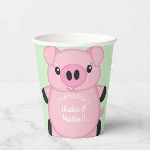 Gobelets En Papier Green Pig Baby