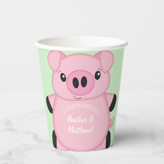 Gobelets En Papier Green Pig Baby (Recto)