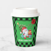 Gobelets En Papier Green Plaid Christmas Gnome (Recto)