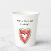Gobelets En Papier Green Red Heart Watermelon Birthday (Recto)