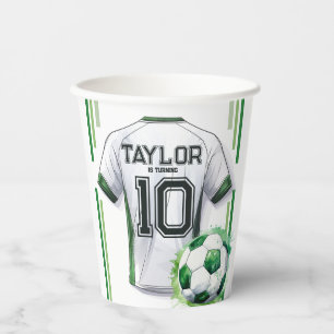 Gobelets En Papier Green Soccer Sports Boy Jersey Anniversaire de enf
