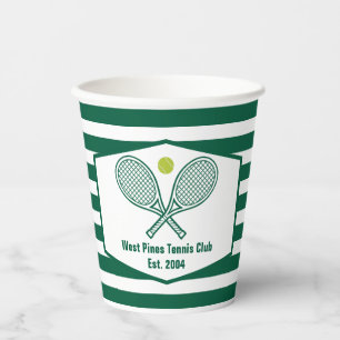 Gobelets En Papier Green Stried Tennis Club de Country Personnalisé