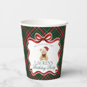 Gobelets En Papier Green Tartan Plaid Christmas Bear Birthday Party (Verso)