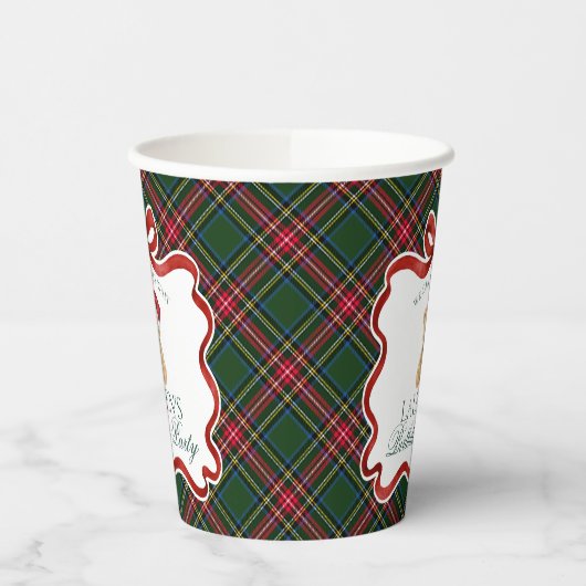 Gobelets En Papier Green Tartan Plaid Christmas Bear Birthday Party (Gauche)