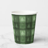 Gobelets En Papier Green Textured Plaid And Fir Tree Shapes Christmas (Verso)