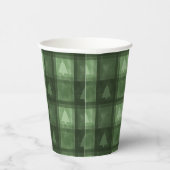 Gobelets En Papier Green Textured Plaid And Fir Tree Shapes Christmas (Droite)