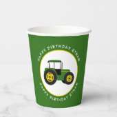 Gobelets En Papier Green Tractor Anniversaire Personnalisé (Verso)