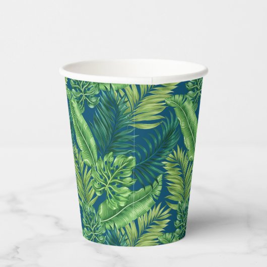 Gobelets En Papier Green Tropical Palm Banana Monstera Feuille (Droite)