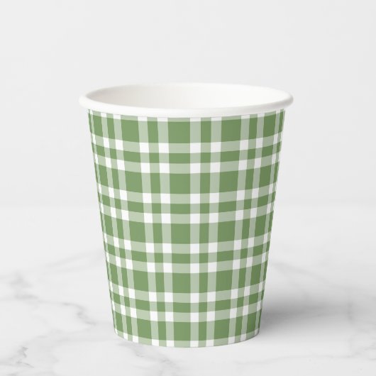 Gobelets En Papier Green White Plaid Pattern (Recto)
