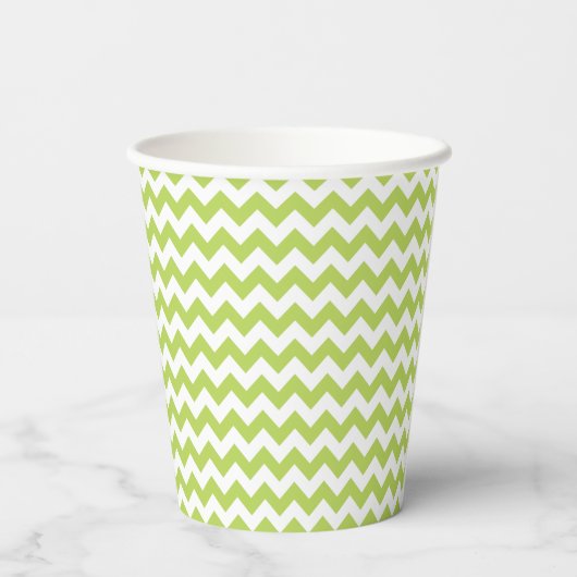 Gobelets En Papier Green Zigzag, Green Chevron, Motif géométrique (Verso)