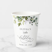 Gobelets En Papier Greenery, Eucalyptus Leaves, Boho, Birthday (Recto)