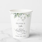 Gobelets En Papier Greenery, Eucalyptus Leaves, Boho, Birthday (Recto)