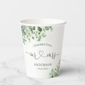 Gobelets En Papier Greenery Eucalyptus Mr & Mrs Heart Script Mariage (Verso)