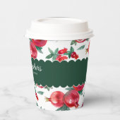 Gobelets En Papier Grenade verte et rouge Botanique Personnalisable (Gauche)