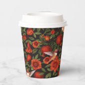 Gobelets En Papier Grenades et colibris/feuilles verts en noir (Verso)