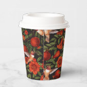 Gobelets En Papier Grenades et colibris/feuilles verts en noir (Droite)