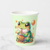 Gobelets En Papier Grenouille verte Boire Boba Orange (Recto)