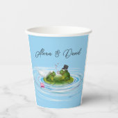 Gobelets En Papier Grenouilles nouvellement mariées sur Lily Pad (Recto)