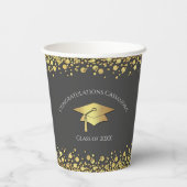 Gobelets En Papier Grey and Gold Graduation (Verso)