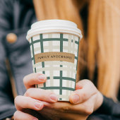 Gobelets En Papier Grille Montauk moderne Vert & Beige