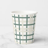 Gobelets En Papier Grille Montauk moderne Vert & Beige (Verso)
