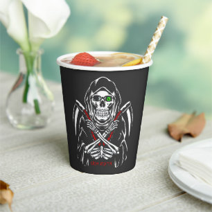 Gobelets En Papier Grim Reaper Scythe Décès Skeleton Bones Halloween