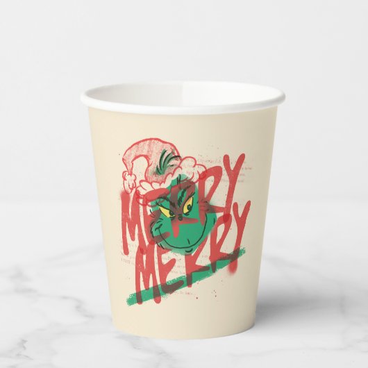 Gobelets En Papier Grinch | Grunge Graphique Joyeux Joyeux (Gauche)