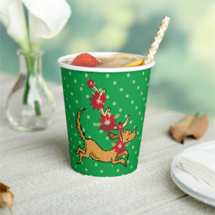 Gobelets En Papier Grinch Max Pointsettia de Noël