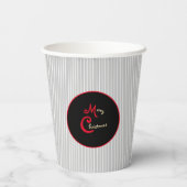 Gobelets En Papier Gris blanc rayé rouge et noir (Verso)