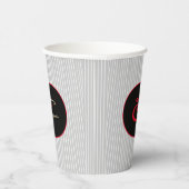 Gobelets En Papier Gris blanc rayé rouge et noir (Droite)