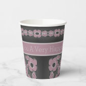 Gobelets En Papier Gris Et Rosé Rose (Gauche)