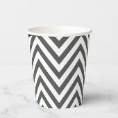 Gobelets En Papier Gris Zigzag, Gris Chevron, Motif Zigzag, Bleu (Verso)