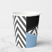 Gobelets En Papier Gris Zigzag, Gris Chevron, Motif Zigzag, Bleu (Droite)