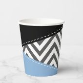 Gobelets En Papier Gris Zigzag, Gris Chevron, Motif Zigzag, Bleu (Recto)