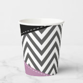 Gobelets En Papier Gris Zigzag, Gris Chevron, Motif Zigzag, Violet (Gauche)